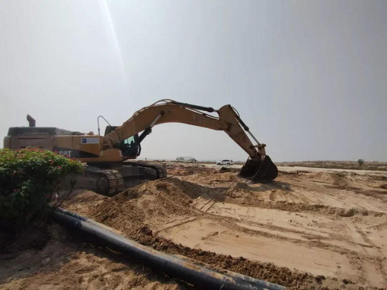 Partial excavation for fence started with Excavator started (1)