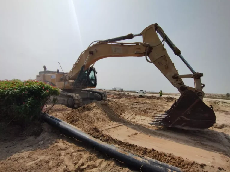 Partial excavation for fence started with Excavator started (2)